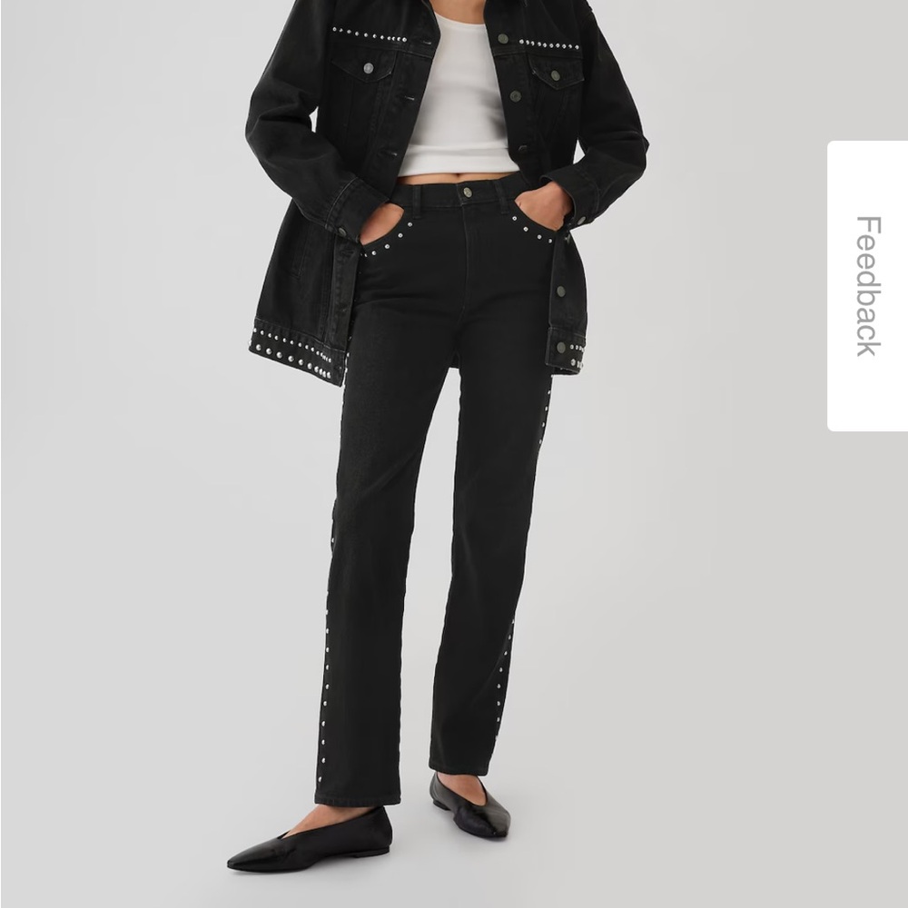 Gap high rise 90’s straight studded jeans